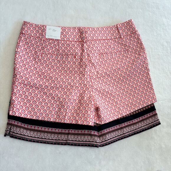 LOFT Jacquard Knit Riviera Shorts(2) Aztec Geometric Pattern Navy Pink Size 10 - Picture 2 of 16